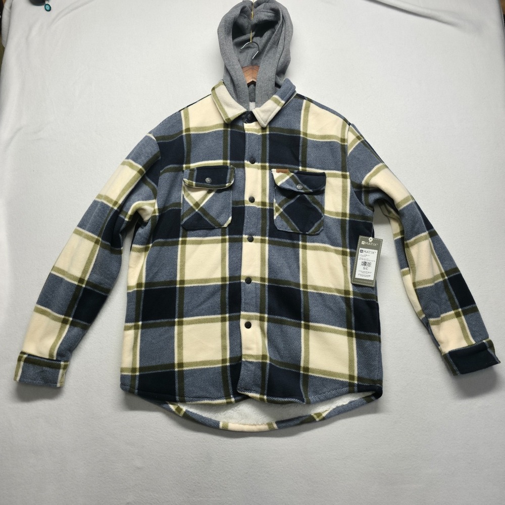 Matix Men's Plaid Hooded Polar Fleece Lined Shirt Jacket Size Small NWT
